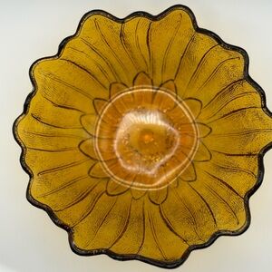 Vintage Indiana Glass Co. Amber Carnival Glass Flower Bowl-Lily Pons-Sunflower